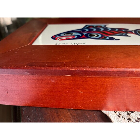 Vintage Redwood Salmon Legend Wood & Tile Box - Picture 5 of 8